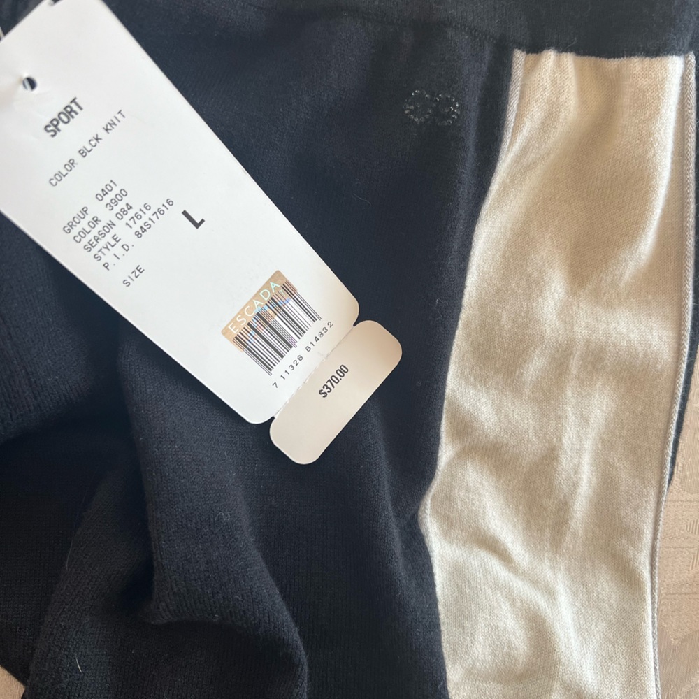 NWT $370 Escada Track Pants Side Stripe LOOSE FIT CRYSTAL Logo Size L - Picture 7 of 11